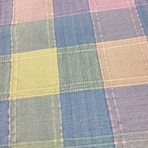 Vintage 4 piece soft pastel plaid checkered cotton placemats fringe edges - Picture 3 of 8